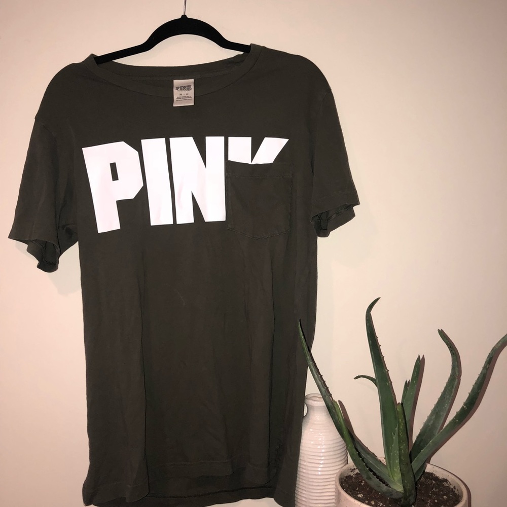 Army green pink shirt